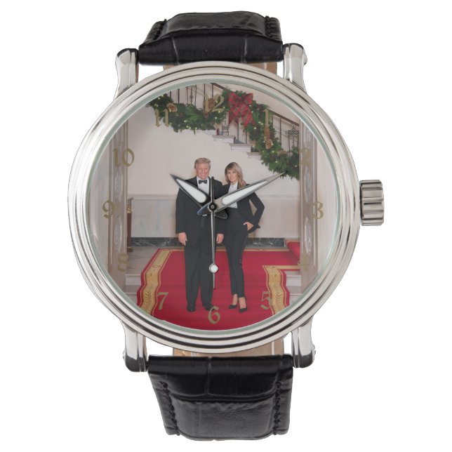 Kerststappen President Donald Trump & Melania Horloge (Voorkant)