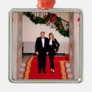 Kerststappen President Donald Trump & Melania Metalen Ornament