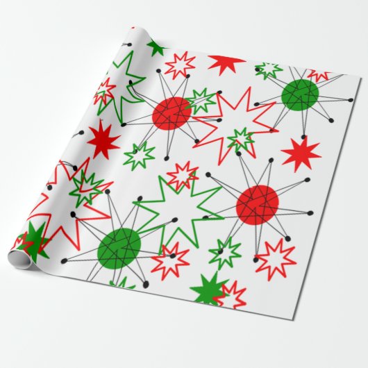 KerstStarburen Cadeaupapier (Uitgerold)