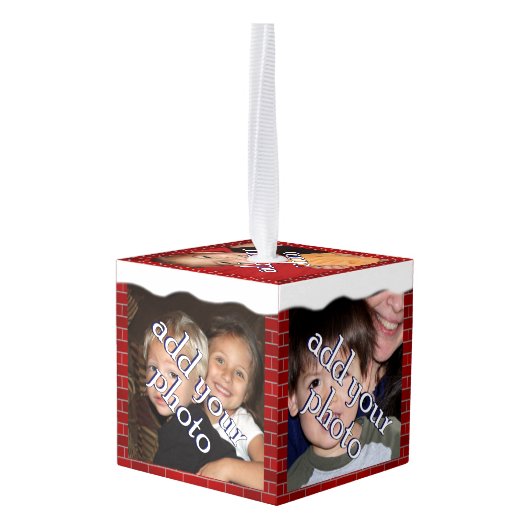 Kerststenen en sneeuwfoto Lijst Ornament (Achter hoekig)