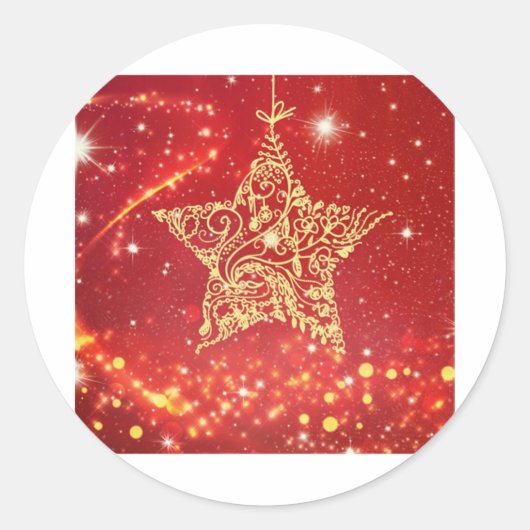 Kerstster 112. ronde sticker (Voorkant)