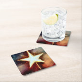 Kerstster 1 vierkante kartonnen onderzetter (Insitu)