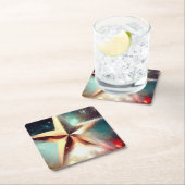 Kerstster 2 vierkante kartonnen onderzetter (Insitu)