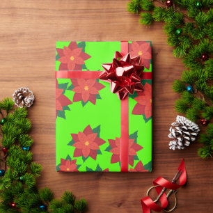 Kerstster bloemen inpakpapier