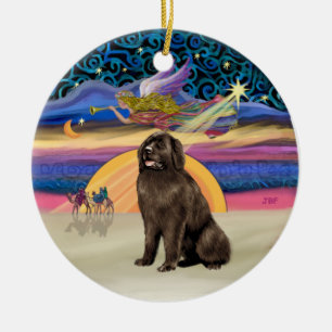 Kerstster - Bruine Newfoundlander Keramisch Ornament