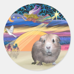 Kerstster - Cavia 2 Ronde Sticker