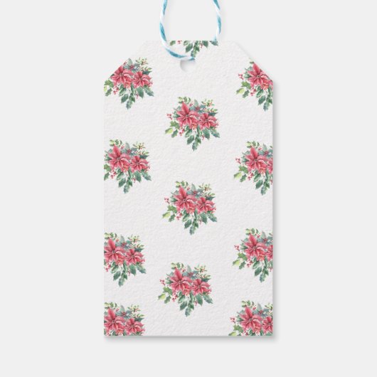 Kerstster en Hulst Aquarel Kerstfeest Cadeaulabel (Achterkant)