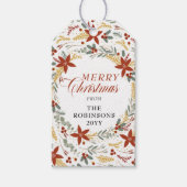 Kerstster | Holly Berries krans Vrolijk Kerstfeest Cadeaulabel (Voorkant)