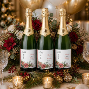 Kerstster-huwelijkstafelnummeretiketten Sparkling Wijnetiket