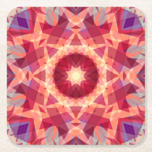 Kerstster Jolly Red Fun Paarse Heldergeel Vierkante Kartonnen Onderzetter