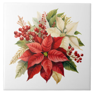 Kerstster Keramische Tegels Bloemen Tegeltje