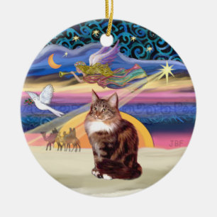 Kerstster - Maine Coon kat 9 Keramisch Ornament