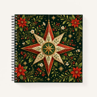 Kerstster Ornament Poinsettia Hulst Vintage Notitieboek