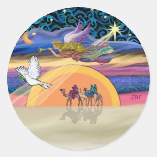 Kerstster Ronde Sticker