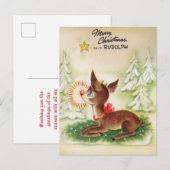 kerstster Rudolph Feestdagenkaart (Voorkant / Achterkant)