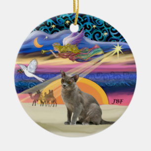 Kerstster - Russische Blauwe kat Keramisch Ornament