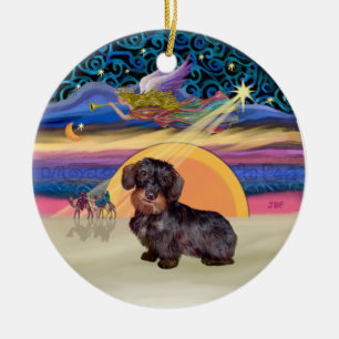Kerstster - Ruwharige Dachshund Keramisch Ornament