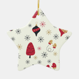 Kerstster Sneeuwvlok Patroon Keramisch Ornament