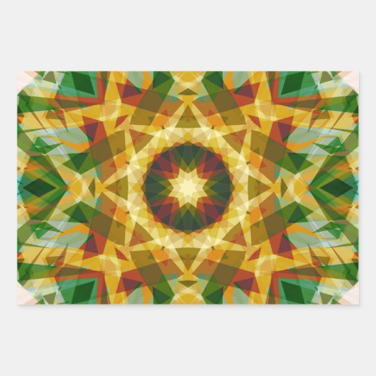 Kerstster Winter Groene Herfst Bruin Goud Geel Inpakpapier Vel (Voorkant 3)