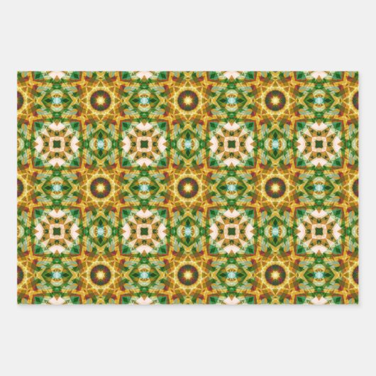 Kerstster Winter Groene Herfst Bruin Goud Geel Inpakpapier Vel (Voorkant 2)