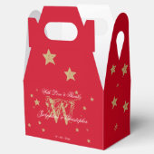Kerststerbalmonogram en namen van roodrood goud bedankdoosjes (Geopend)