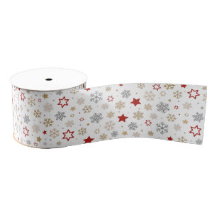Kerststerren en Snowflakes Patroon Grosgrain Lint