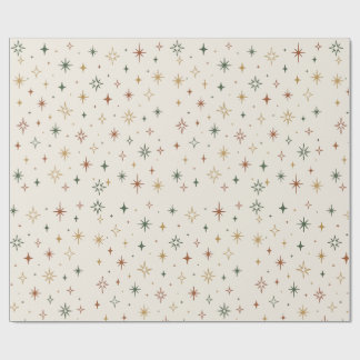 Kerststerren & Glitters Patroon			 Cadeaupapier