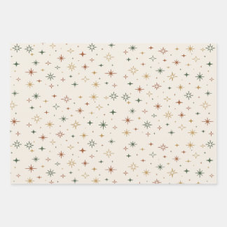 Kerststerren & Glitters Patroon			 Inpakpapier Vel