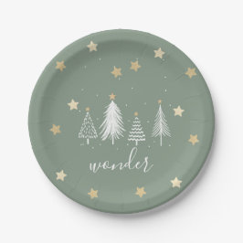 Kerststerren, goud, wit, groen, feestfeest papieren bordje