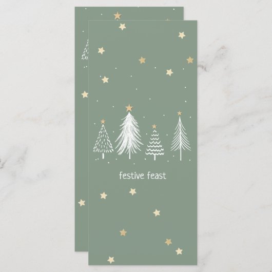 Kerststerren, goud, wit, groen menu (Voorkant / Achterkant)