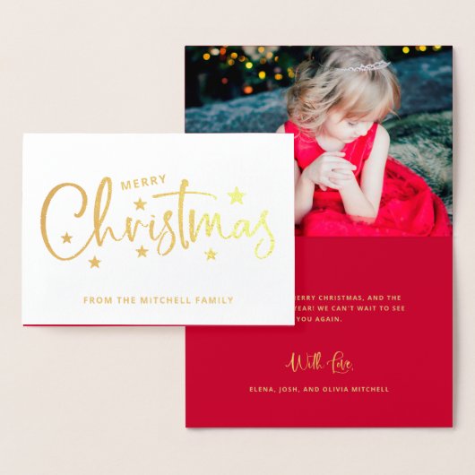 Kerststerren | Handgeschreven script Photo Gold Folie Kaarten (Display)