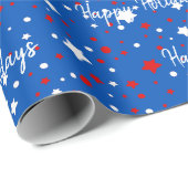 Kerststerren op blauw cadeaupapier (Rol Hoek)