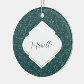 Kerststerren Pattern Monogrammed Pine Green Keramisch Ornament (Links)