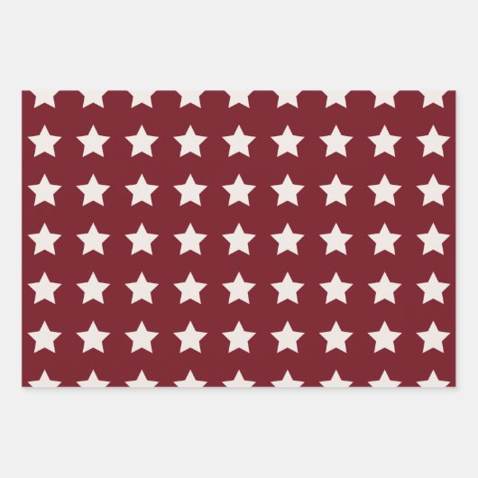 Kerststerren Pattern Red White Inpakpapier Vel (Voorkant)
