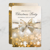 Kerststerren Sparkle Satin Party Uitnodiging (Voorkant / Achterkant)