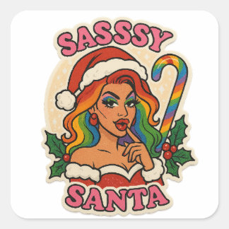 Kerststicker – Drag Queen Vakantie Pride Vierkante Sticker