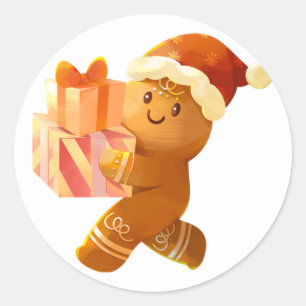 Kerststicker kerstman ronde sticker