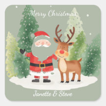 Kerststicker - Leuke feestvreugde van een stel 