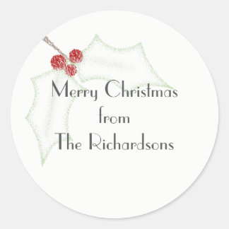 Kerststicker met hulst ronde sticker