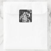 Kerststicker met vintage kerststalplein vierkante sticker (Tas)