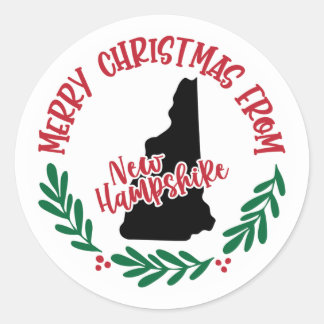 Kerststicker uit New Hampshire Ronde Sticker