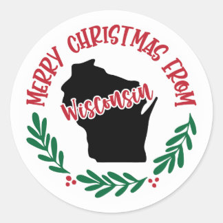 Kerststicker uit Wisconsin Ronde Sticker
