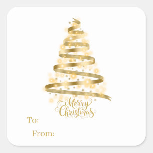 Kerststickers cadeaublaadjes vierkante sticker