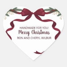Kerststickers met rode strik, hulst en dennenboom