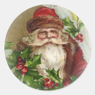 Kerststickers met vintage Sinterklaas Ronde Sticker