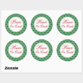 Kerststickers met vredestekst ronde sticker (Vel)