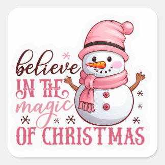 “Kerststickerset – Kerstman, Sneeuwman & Winter Vierkante Sticker