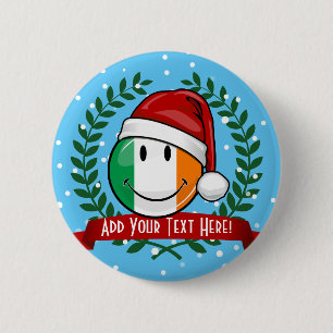 kerststijl glimlachend Ierse vlag Ronde Button 5,7 Cm