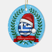 Kerststijl Griekse vlag Keramisch Ornament (Links)