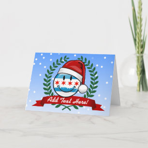 Kerststijl lachende vlag van Chicago Feestdagen Kaart